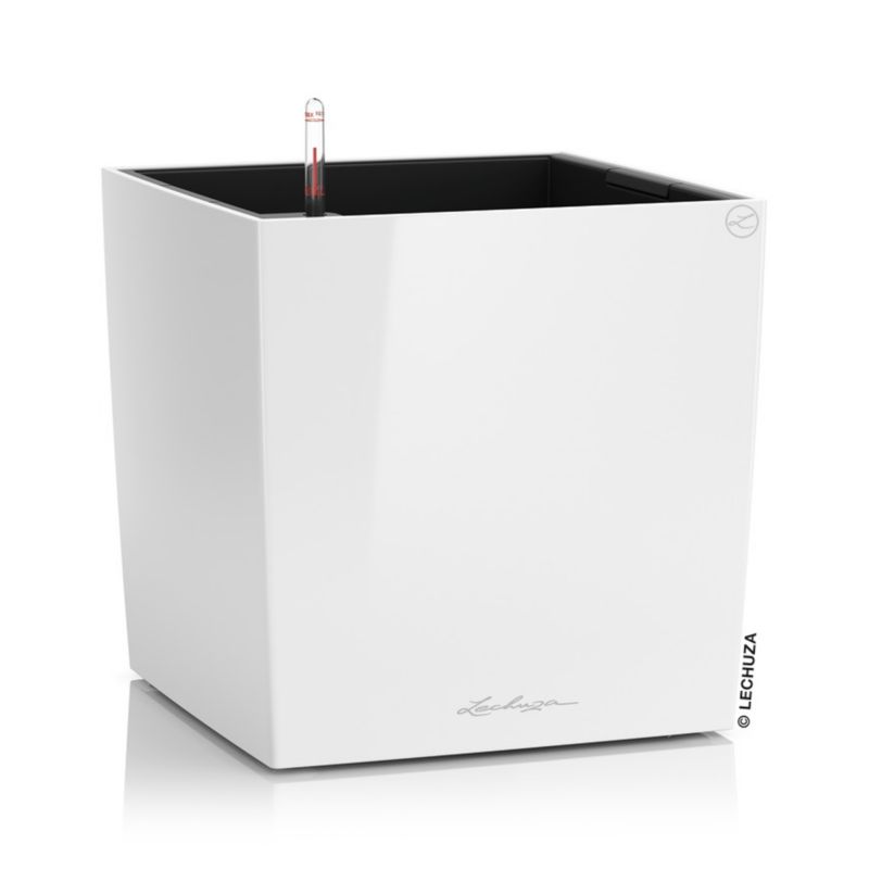 Doniczka Lechuza Do Domu Ogrodu CUBE 40 Biały Połysk 1 szt