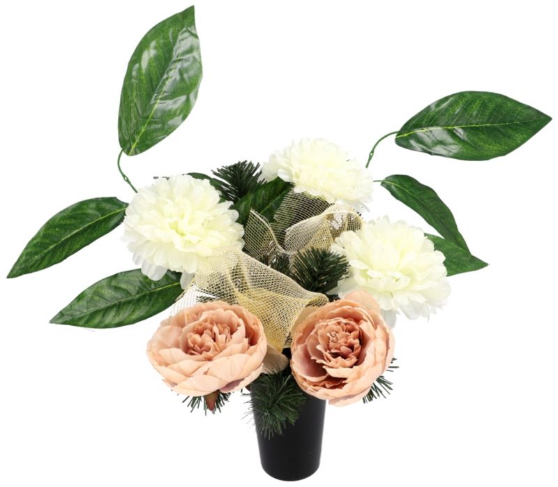 Kompozycja 5 kwiatów w wazonie kremowo-brązowe