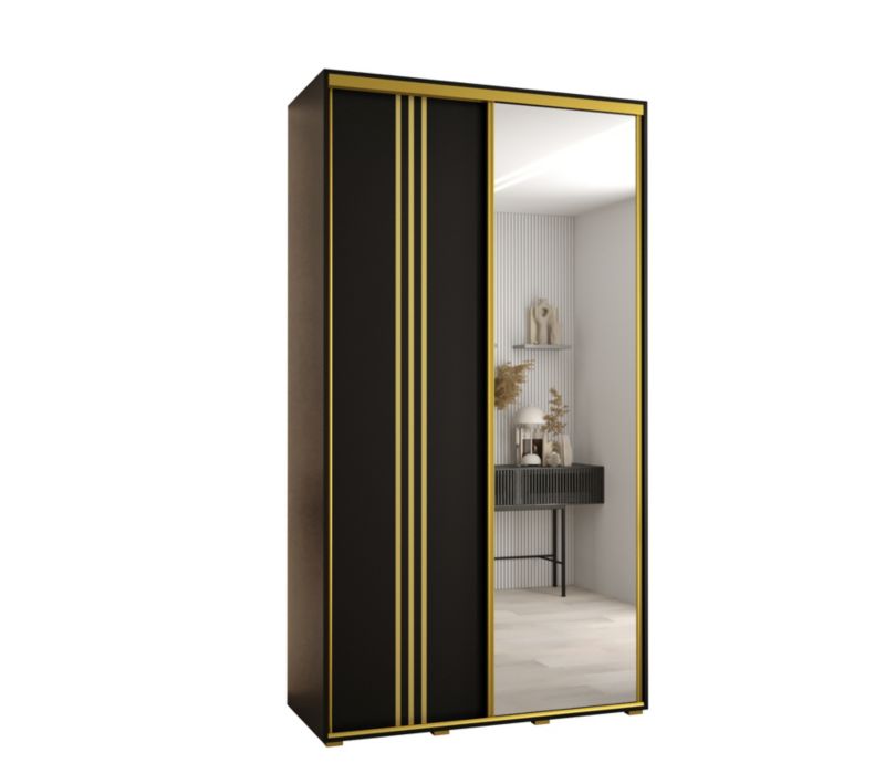 Szafa przesuwna Abiks DAVOS 7 wysoka szer.130cm gł.60cm czarny/czarny/złoty 1szt.