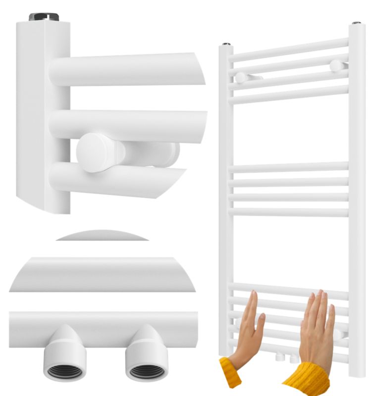 Grzejnik Łazienkowy Granitan Raven 90/50cm Biały Kaloryfer Drabinkowy 1kpl.