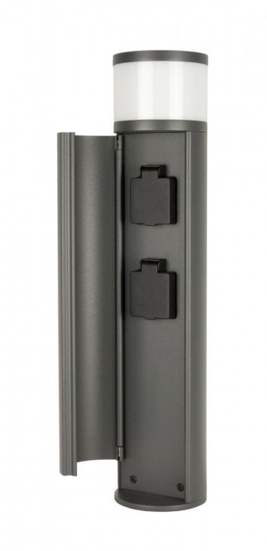Słupek zasilający ogrodowy SU-MA Elborn ciemnoszary 1xG9x5W 2 x gniazdo IP54 wym: 46,5 x 10 x 10 cm aluminium - 1 szt.