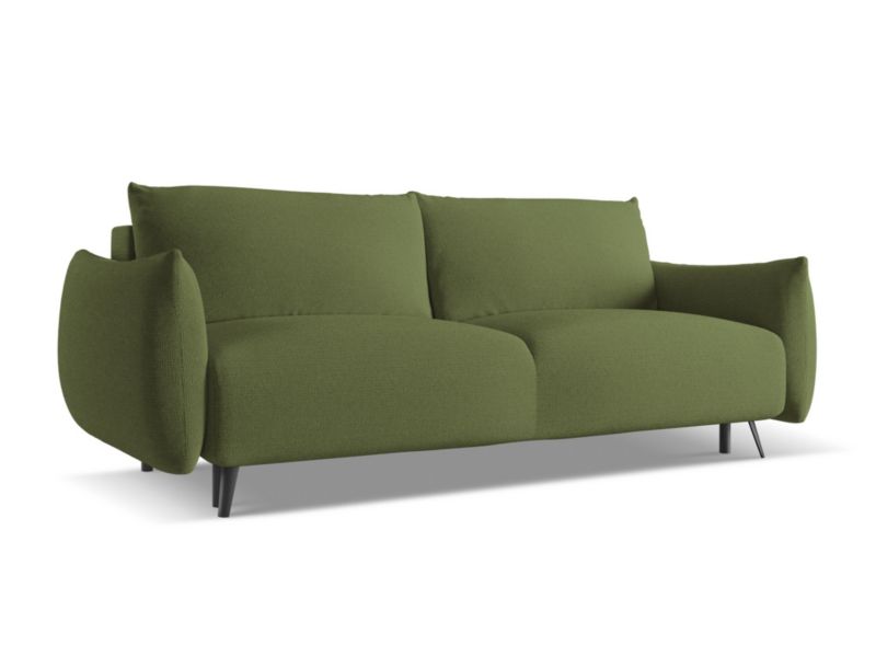 Kanapa 3-osobowa z funkcją spania LaMiaSofa GENOVA z tkaniny szenilowej 230x105 cm butelkowa zieleń 1 szt.