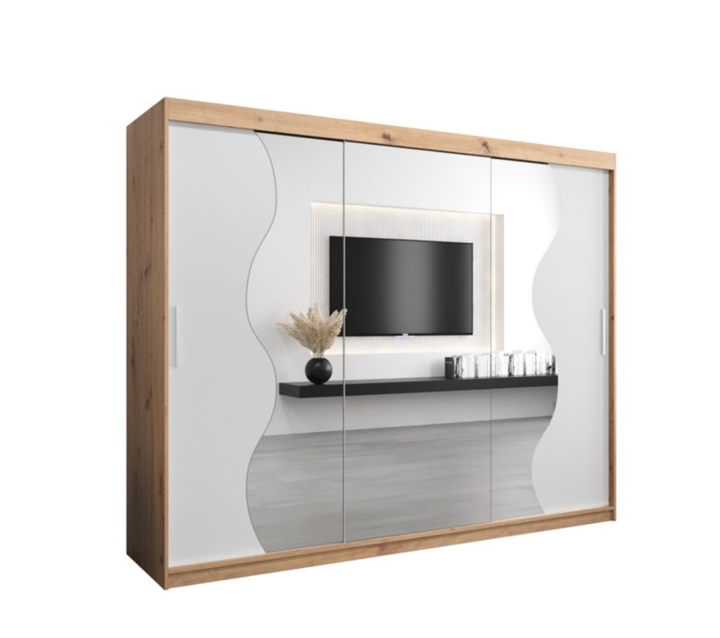 Szafa przesuwna Garderoba Abiks MADRYT 250 dąb artisan + biały mat 1 szt.