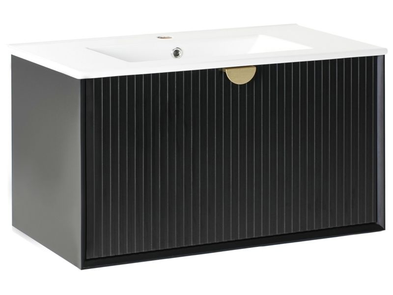 Szafka łazienkowa wisząca z umywalką Bonaire 80 cm Czarny 1 szt.