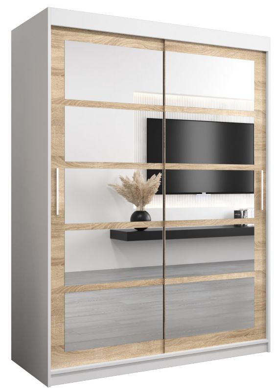 Szafa przesuwna Abiks ROMA 2 150 biały mat + sonoma 1 szt.