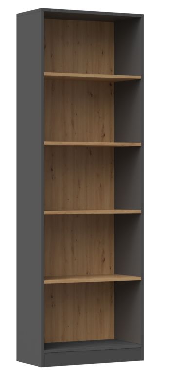 Regał Na Książki Topeshop R60 60 cm Antracyt / Dąb Artisan 30x60x182 cm 1 szt.