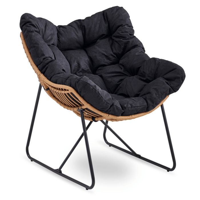 Fotel Ogrodowy Fin Mebel Elite Wypoczynkowy Kubełkowy Czarny 1 szt