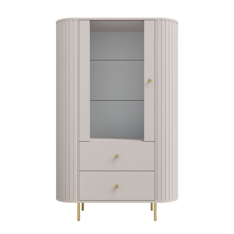 Witryna Bonni do salonu z przeszklonymi drzwiami Flana 112 1F2S Beżowa 1 szt.