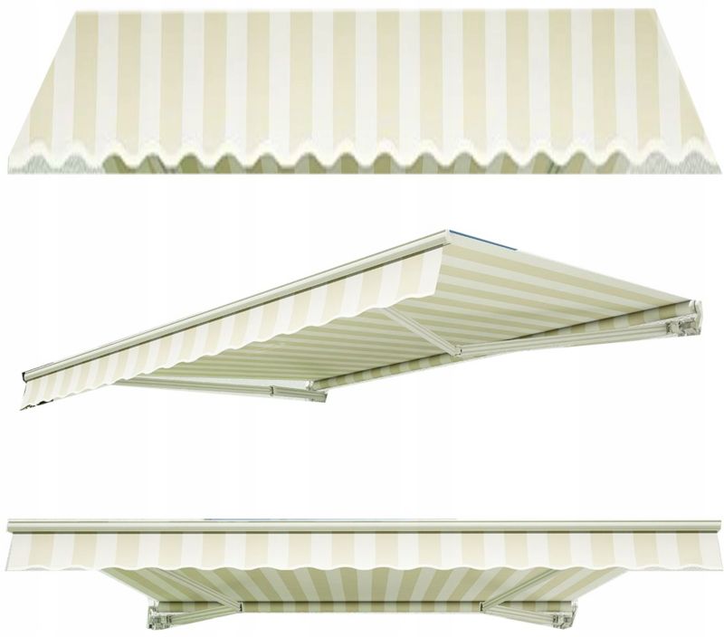 Markiza Balkonowa Gutroof Przyścienna 400x300cm Classic Tarasowa Roleta Rozsuwana Regulowana Biały Taupe 1 szt