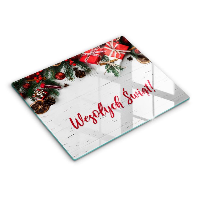 Szklana deska do krojenia Wallfluent 40x52 cm Napis: Wesołych Świąt 1 szt.