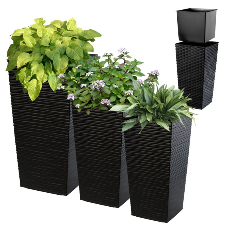 Doniczka KADAX Zestaw 3x Donica Ogrodowa + Wkład Czarna 1szt.
