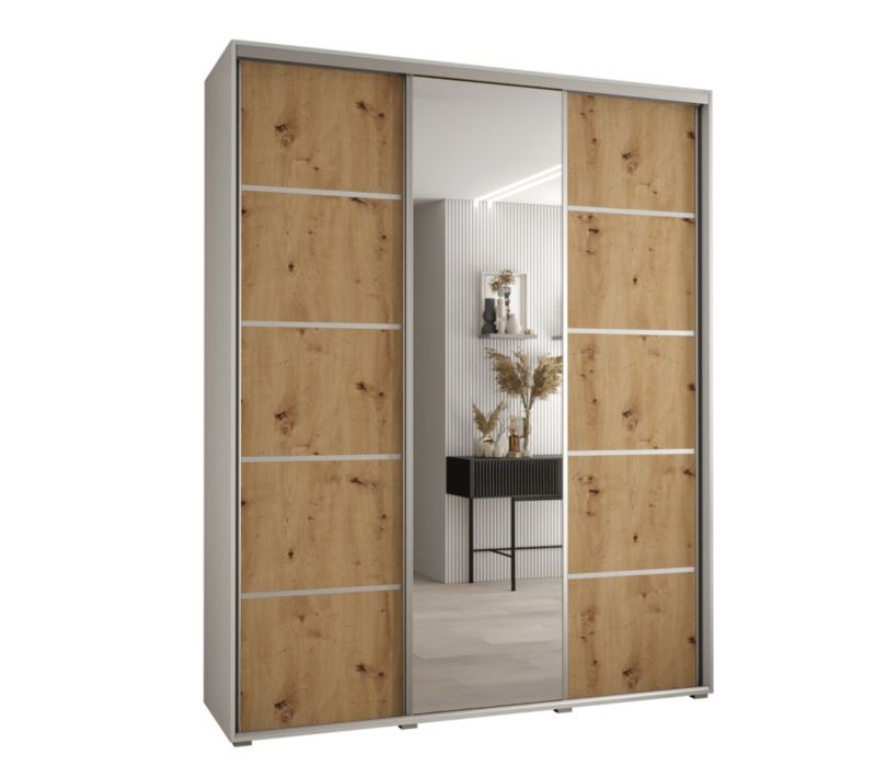 Szafa przesuwna Abiks DAVOS 5 wysoka szer.200cm gł.60cm biały/artisan/srebrny 1szt.