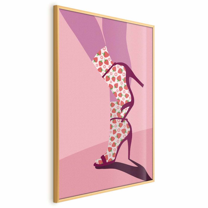 Plakat Artgeist Skarpetki w truskawki 60x90 cm z ramą złotą 1 szt