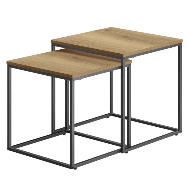 Stolik kawowy Songmics kwadrat 2szt zestaw - dąb / nogi czarne 1szt