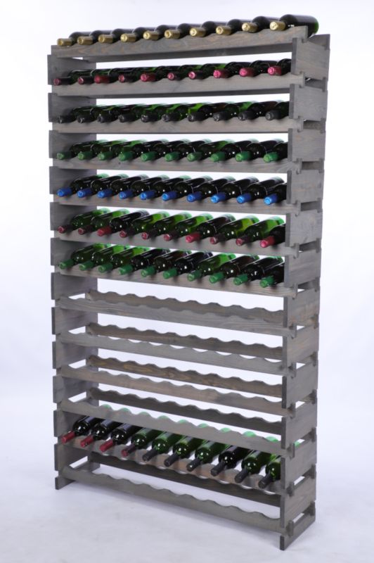 Stojak na wino MODO24 regał modułowy na butelki 13 leżni x 10 butelek montaż bez narzędzi impregnacja szara 1 szt.