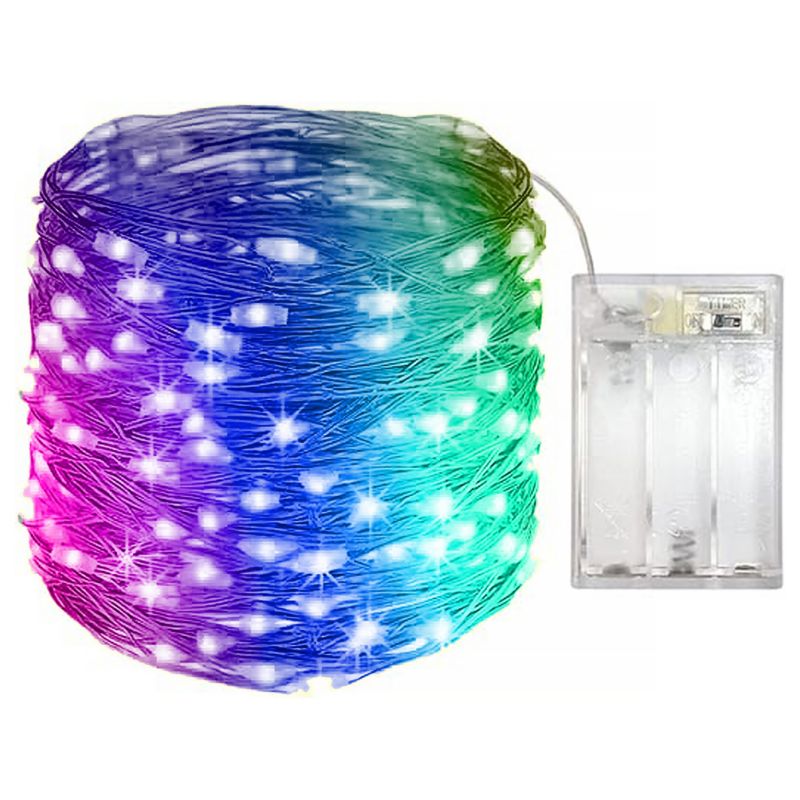 Łańcuch LED RGB 5m świąteczny MasterLED 50 diod swięcacy sznur lampki kolorowe na baterie 1 szt.