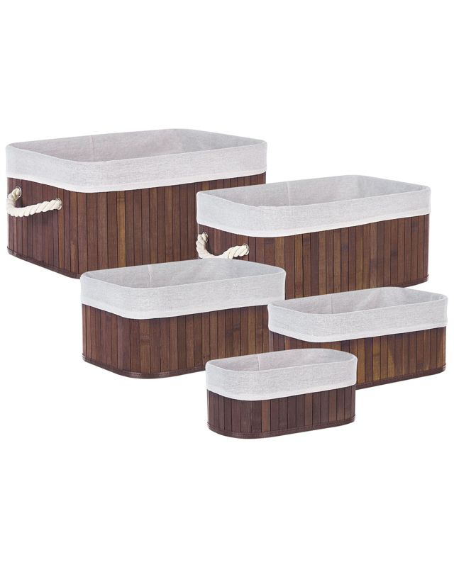 Zestaw 5 koszy bambusowych ciemne drewno Talpe 1 kpl