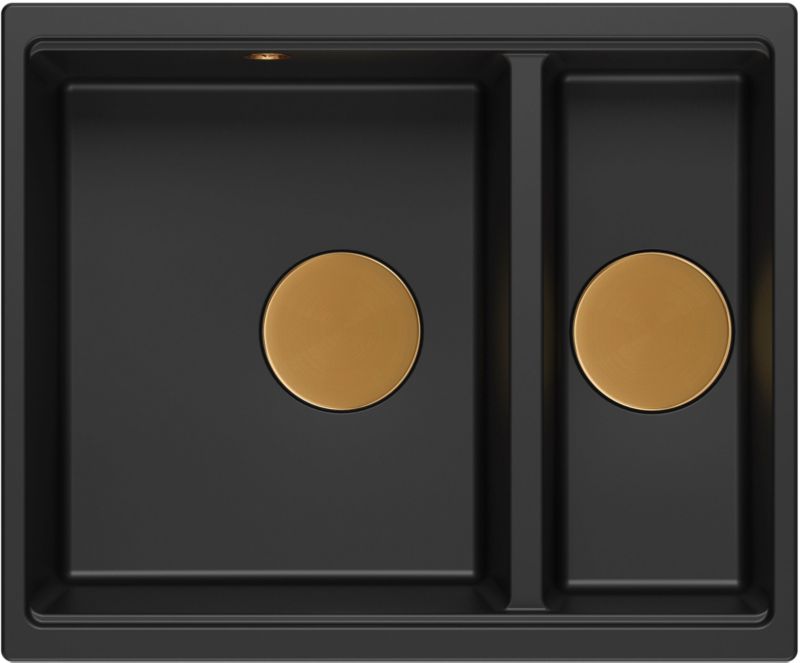 Zlewozmywak 1,5-komorowy Quadron Logan czarny 55x46 cm materiał GraniteQ, syfon w komplecie 1 szt.