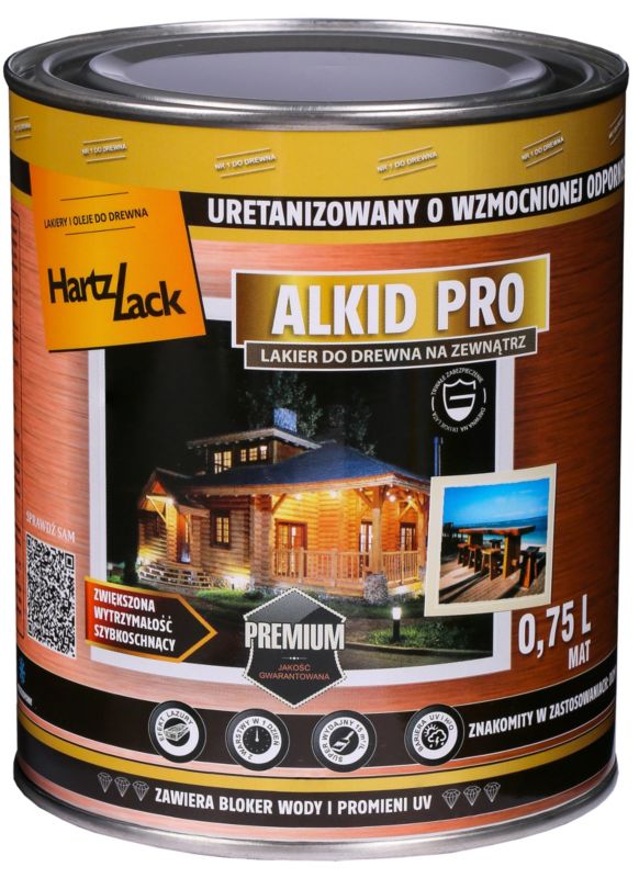 Lakier do drewna HartzLack mat 0,75 l