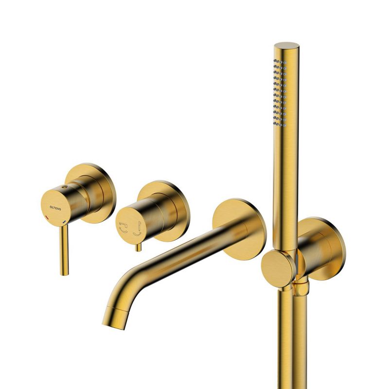 Bateria wannowo-prysznicowa Oltens Molle złoty szczotkowany podtynkowa 2w1, głowica ceramiczna, 1 szt.