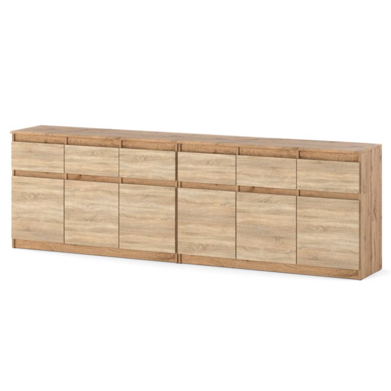 Komoda Hurtownia-Mebli Szuflady 6 Olia Best 240cm Dąb Wotan Dąb Sonoma 240x35x75 cm 1szt.