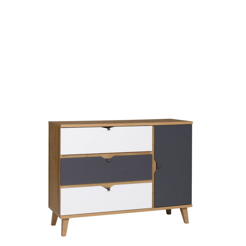Komoda MIRJAN 24 Memone K1D3SZ dąb złoty / grafit + biały 1 szt.