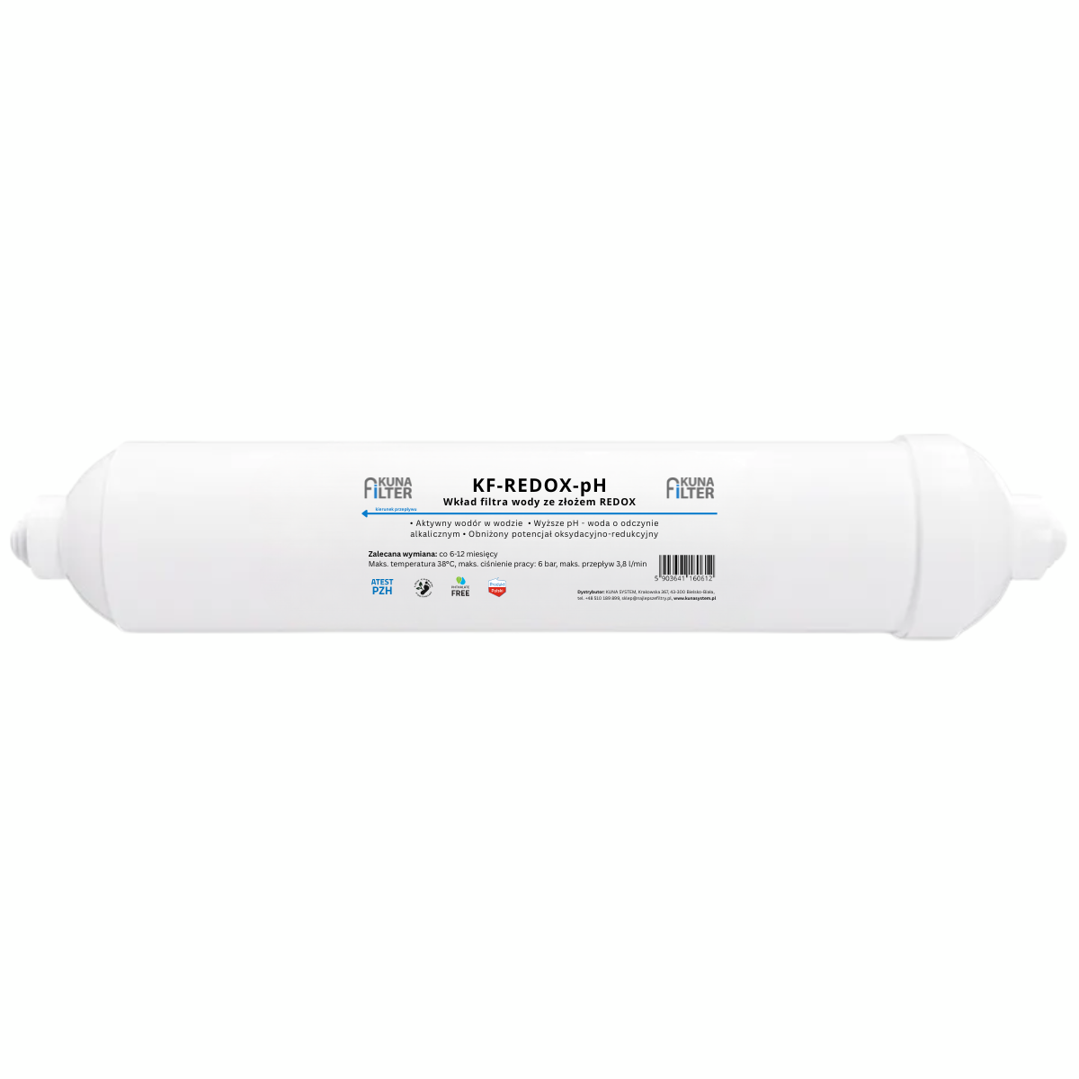 Wkład wymienny Redox liniowy 2,5''. Wkład podwyższający pH wody po osmozie.