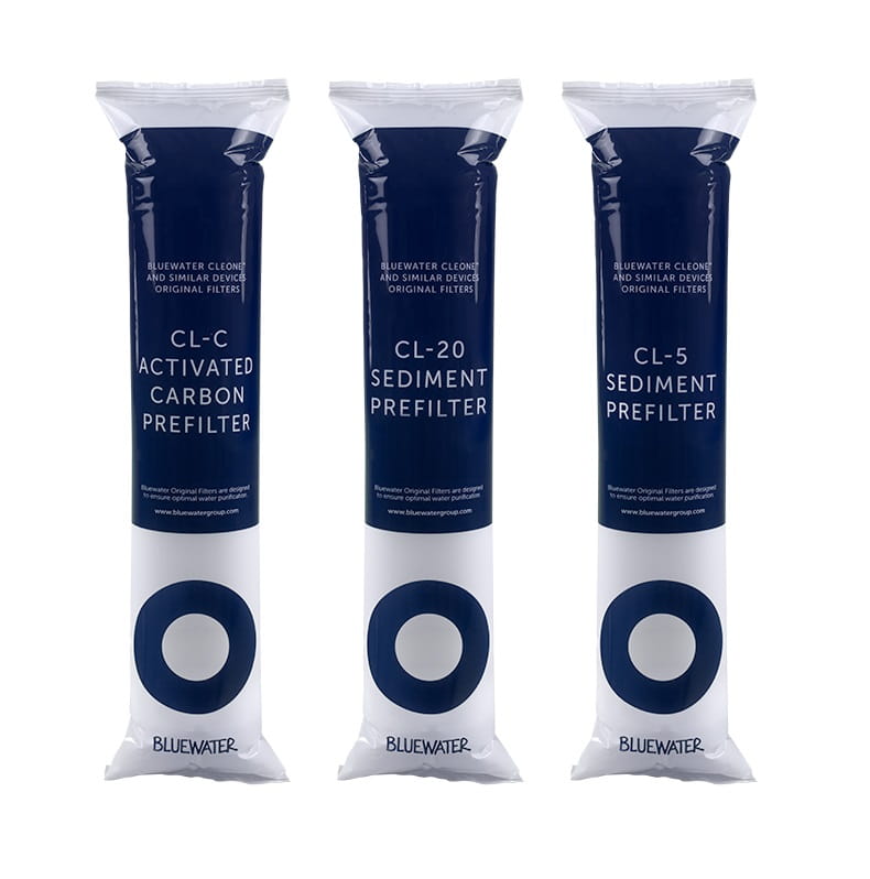 Oryginalne wkłady Bluewater, zestaw filtrów na podstawowy serwis Bluewater Cleone, Zepter Aqueena.