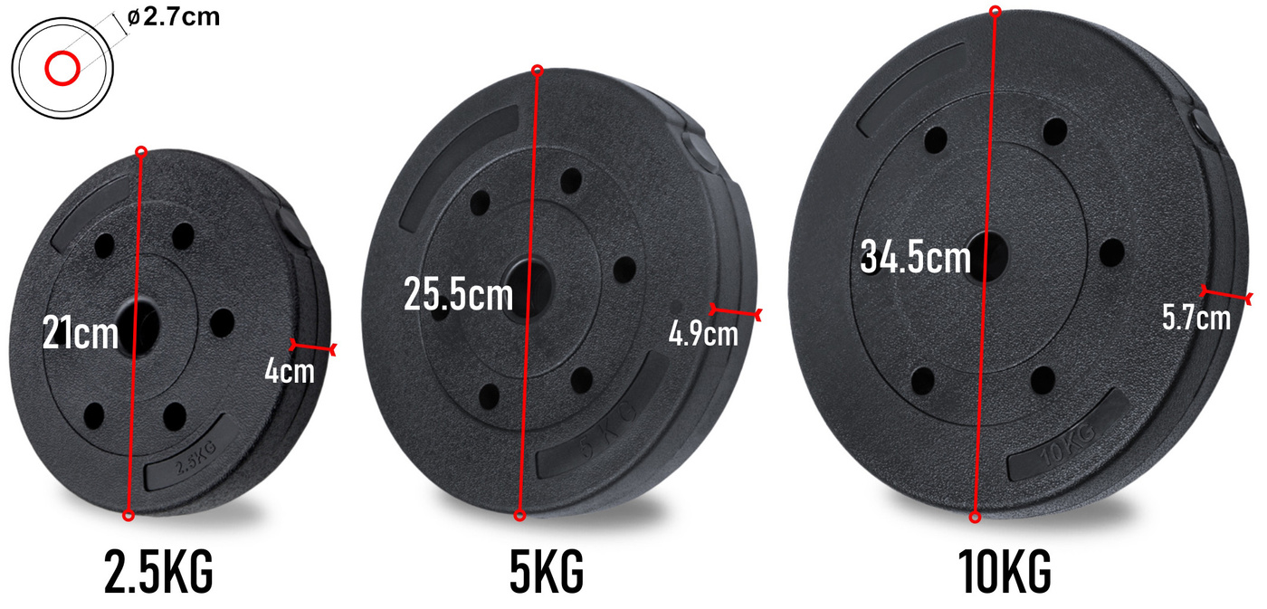 Zestaw obciążeń kompozytowych bitumiczne 35 kg 2x10 2x5 2x2,5 AbarQs