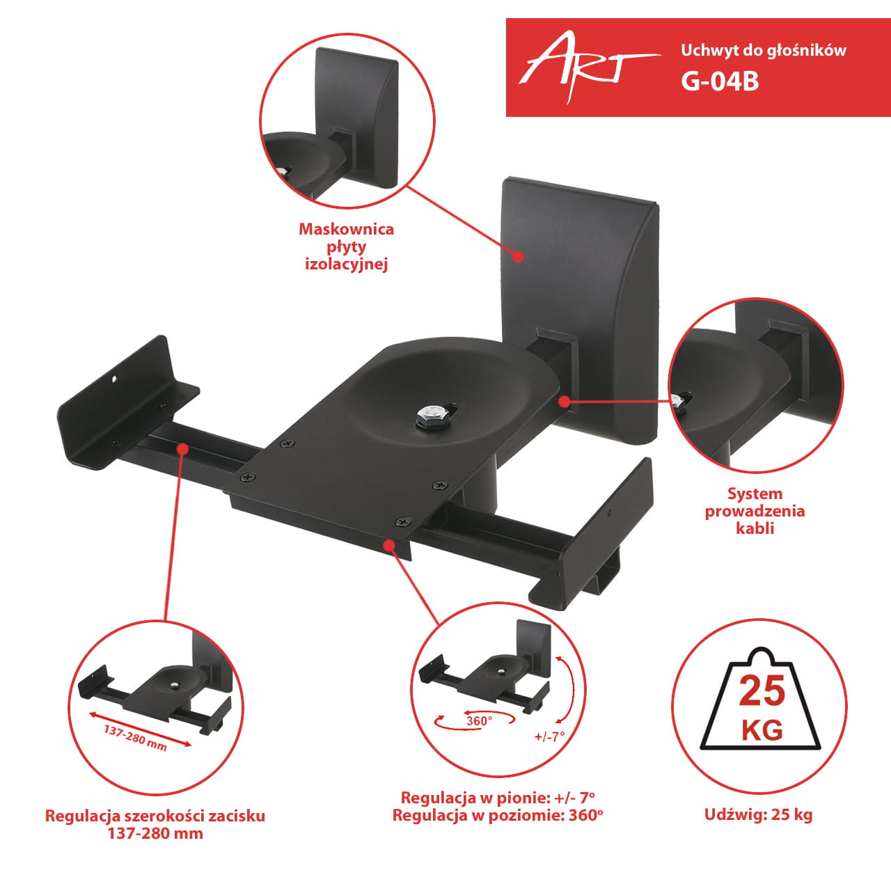 ART Uchwyty do głośników zaciskowe G04B czarne - Henryx24