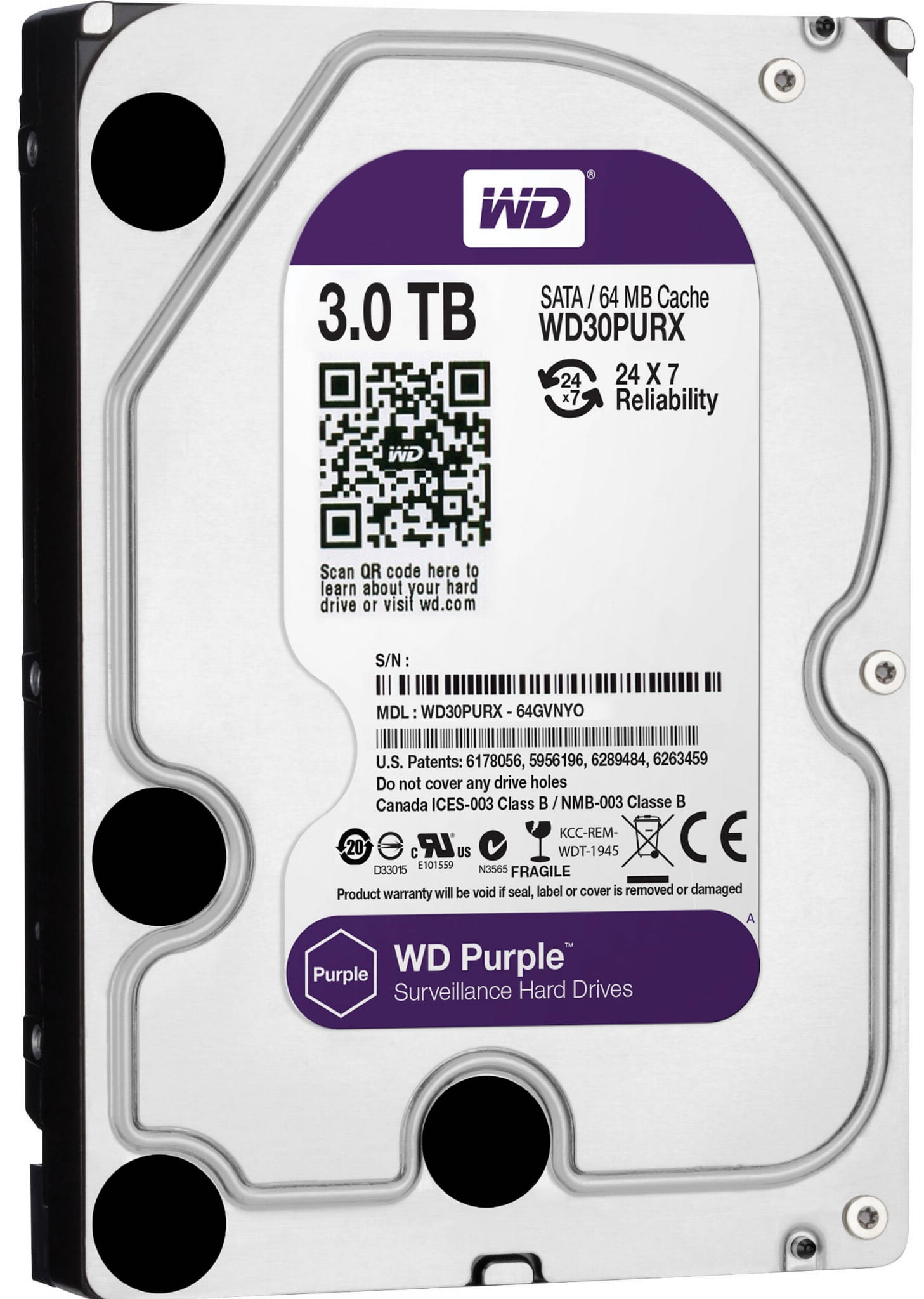 WD Dysk 3,5" 3TB SATA WD30PURX - Henryx24