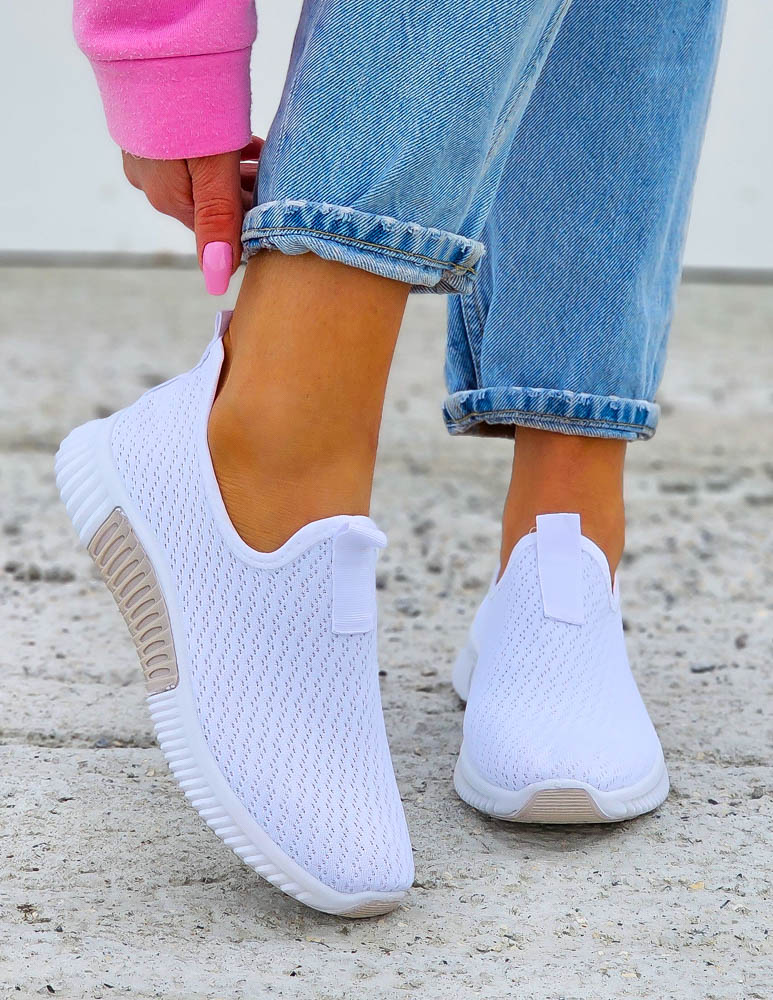 Lekkie Białe Buty Sportowe Damskie Wciągane Manilas