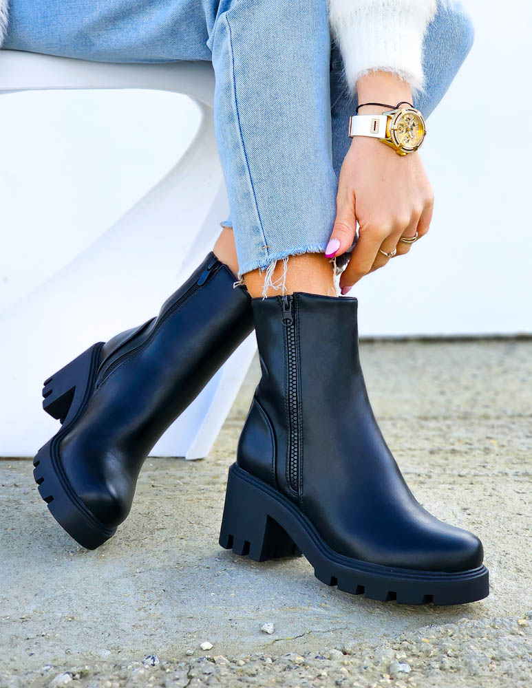 Skórzane Botki Blogerki Na Slupku Daren