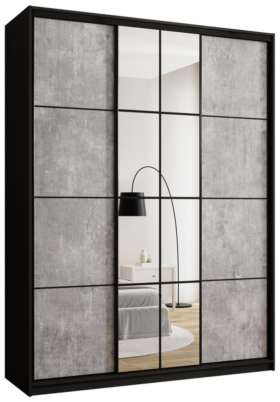 Szafa przesuwna 180 cm z półkami i drążkami EDGE MAX beton