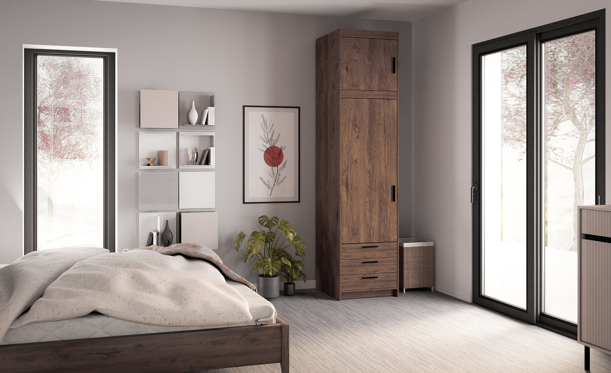 Szafa z nadstawką 60 cm z półkami i szufladami dąb lefkas KUBA