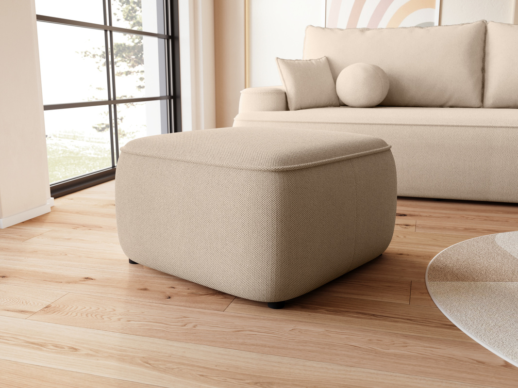 Duża beżowa pufa do nowoczesnego salonu CARMELLO