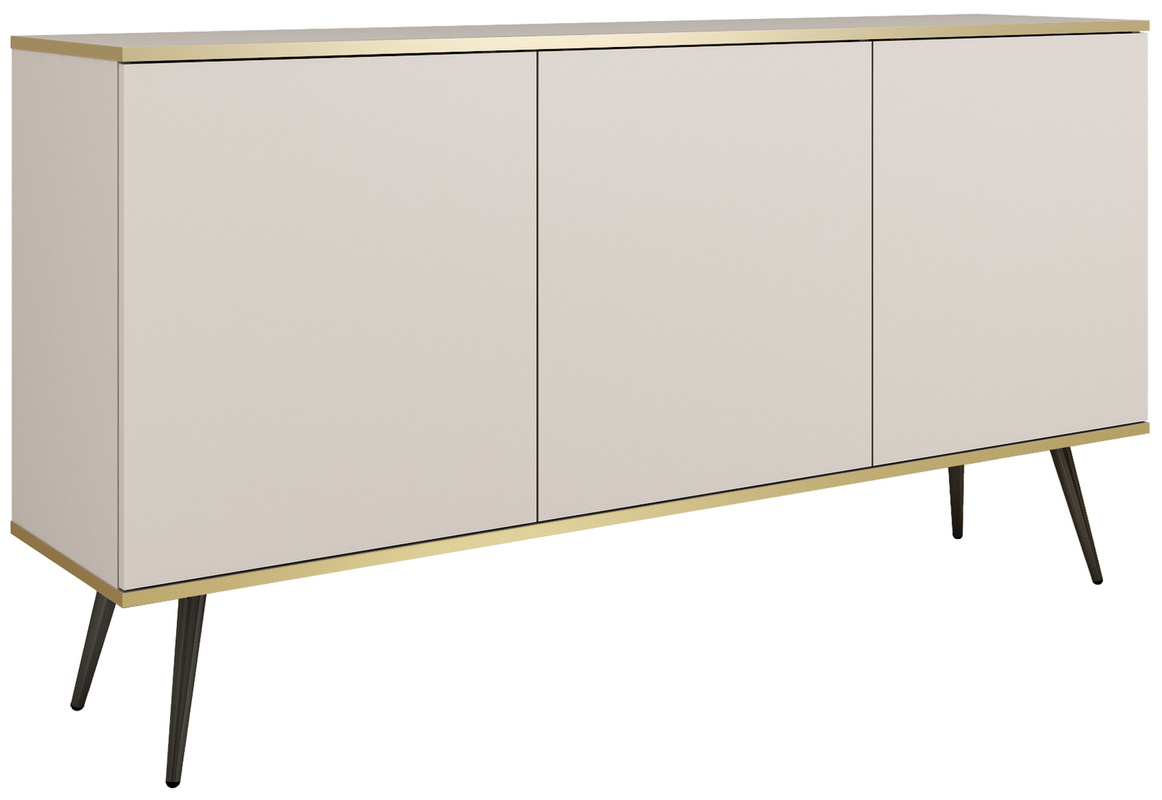 Pojemna beżowa komoda trzydrzwiowa 160 cm do salonu ORVIETO