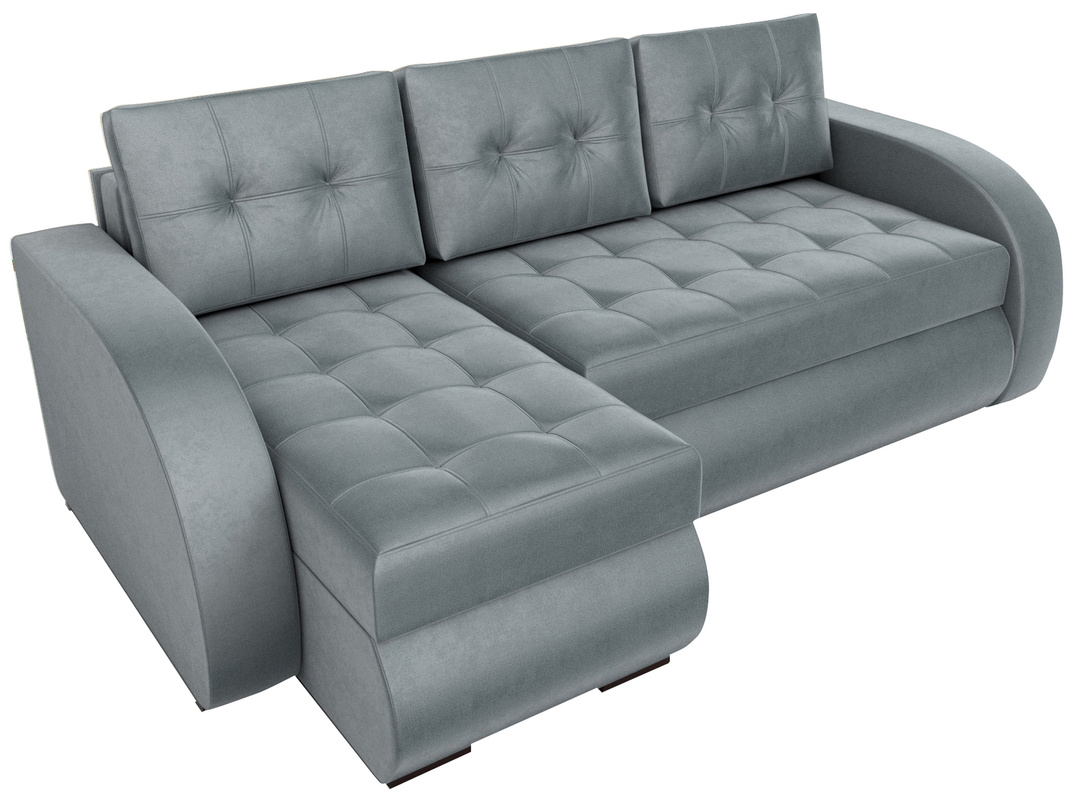 Szara rozkładana kanapa narożna z funkcją spania do salonu BERGEN