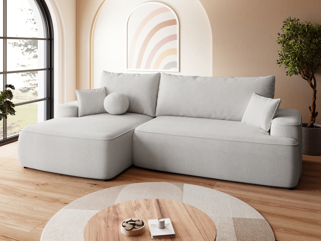 Szara rozkładana kanapa narożna do salonu CARMELLO