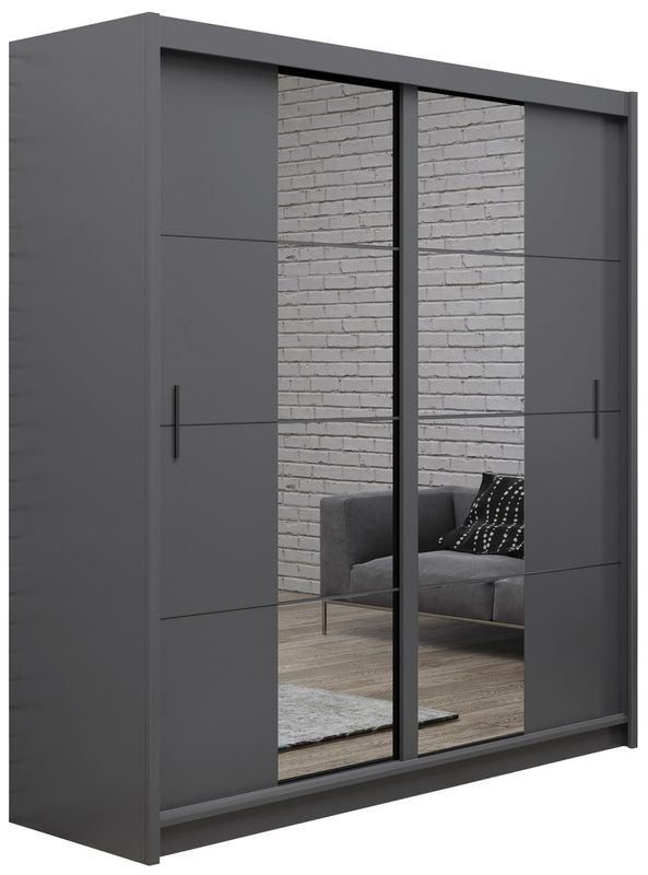 Grafitowa dwudrzwiowa szafa z lustrem 203 cm PIERO