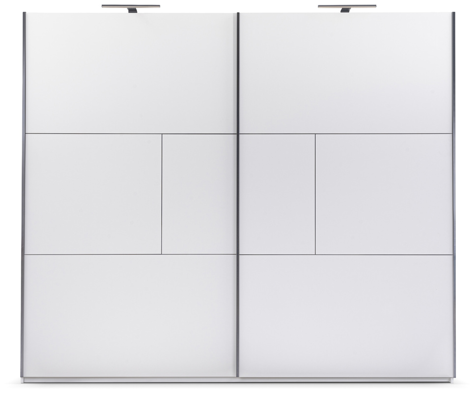 Biała dwudrzwiowa szafa do sypialni 250 cm z szufladami NESSA