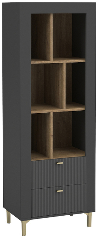 Nowoczesny czarny regał z szufladami do salonu 60 cm MISTY