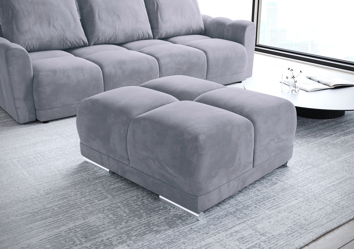 Szara pufa welurowa do salonu NUBES