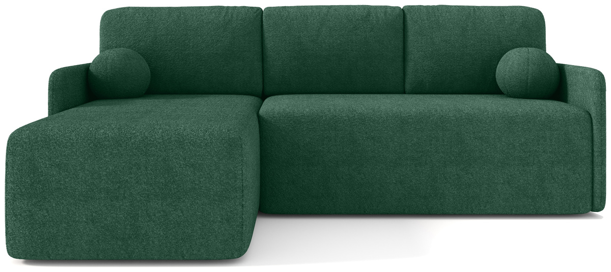 Rozkładana kanapa narożna do salonu zielona z funkcją spania CLOUD