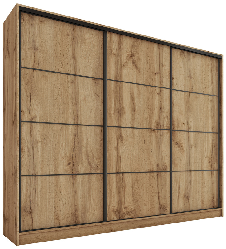 Duża trzydrzwiowa szafa przesuwna 250 cm LOFT MAX dąb wotan