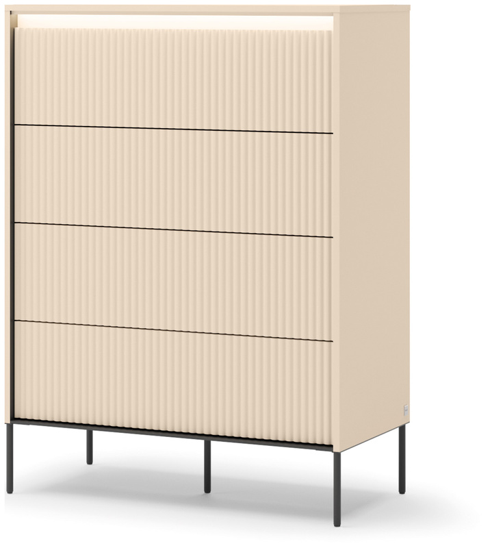 Komoda do sypialni salonu 93 cm z oświetleniem i szufladami beżowa TREND