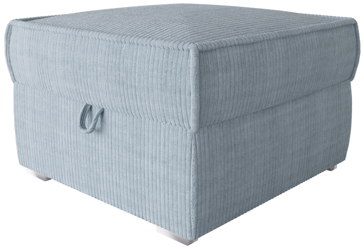 Szara sztruksowa pufa do salonu ze schowkiemTOP