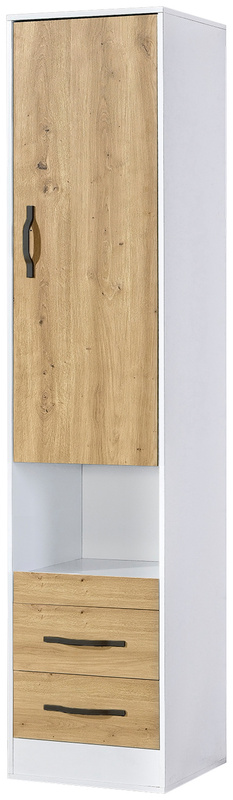 Wysoki regał półotwarty 50 cm na książki z szufladami PULSA