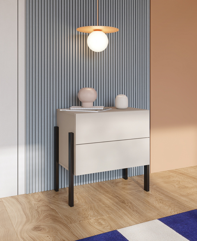 Stolik nocny do sypialni z szufladami 55 cm kaszmir JUKON