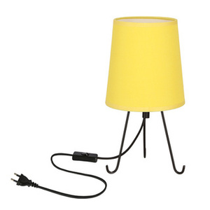 Czarna lampa stołowa z abażurem żółtym do salonu SMALLY 1-płomienna